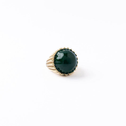 Isabella Enamel Cocktail Ring Deep Green - Adjustable Size