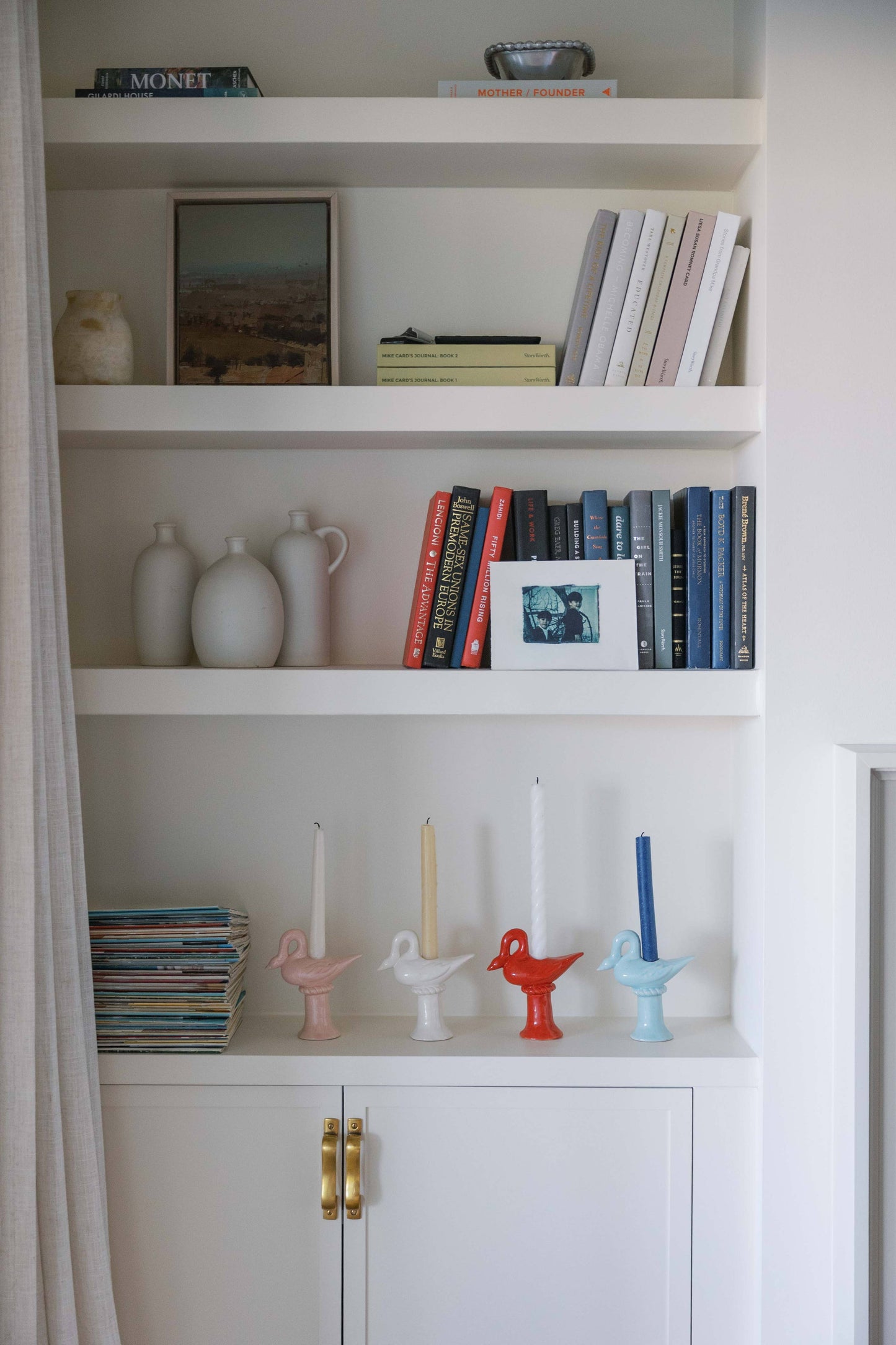 Nordic Swan Candlestick Holder | Ruby Red