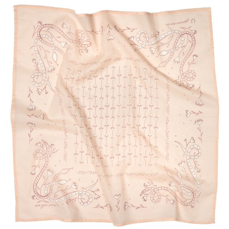Cotton Voile Bandana“Own Your Power” blush Lightweight Scarf