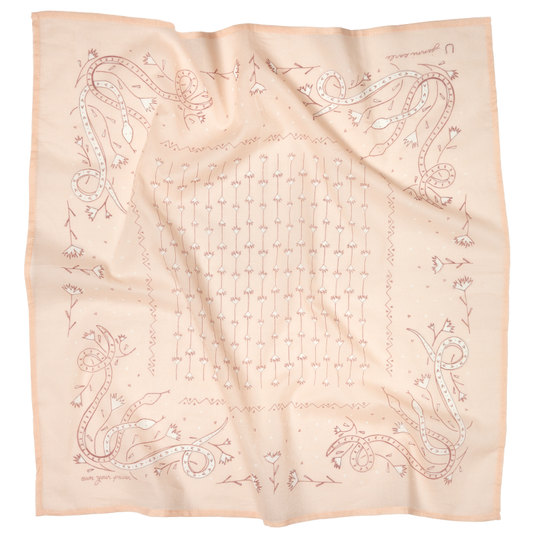 Cotton Voile Bandana“Own Your Power” blush Lightweight Scarf