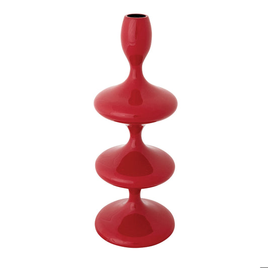 Enameled Cast Aluminum Taper Holder, Red